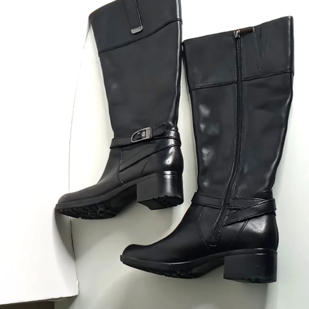 Bandolino+ BD - BAYA - Tall Leather Boots w/Buckle Detail- Black - size 6M
